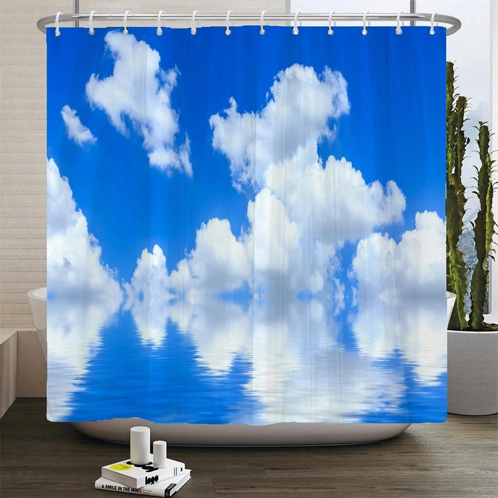 Nature Forest Landscape Shower Curtains Bathroom Curtain Frabic Waterproof Polyester Scenery Bath Curtain with Hooks