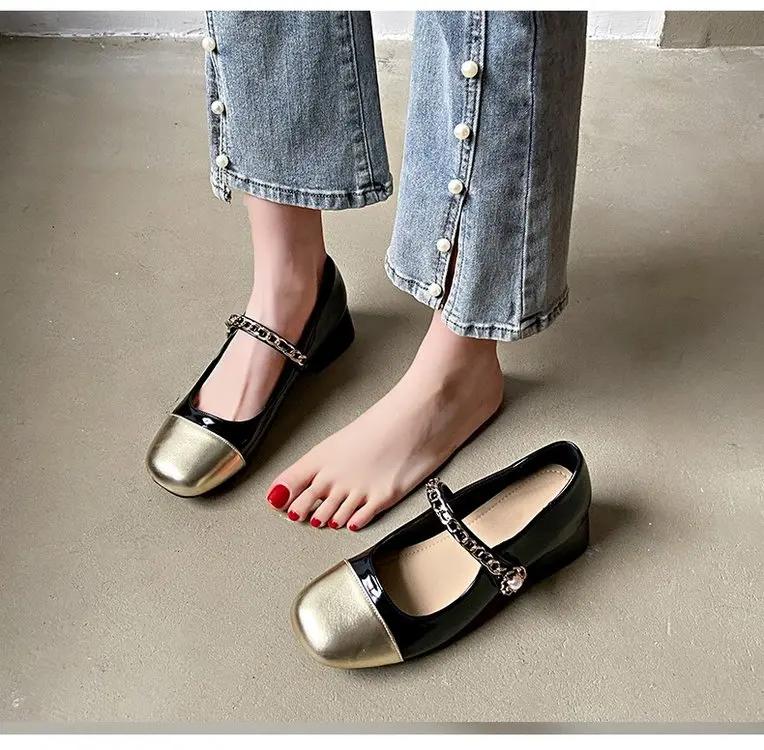 Fashion 2024 New Summer Women's Pearl Shoes TweedStyle Vintage Thick Medium LowTop Leather Shoes Latex Sole Rubber Upper