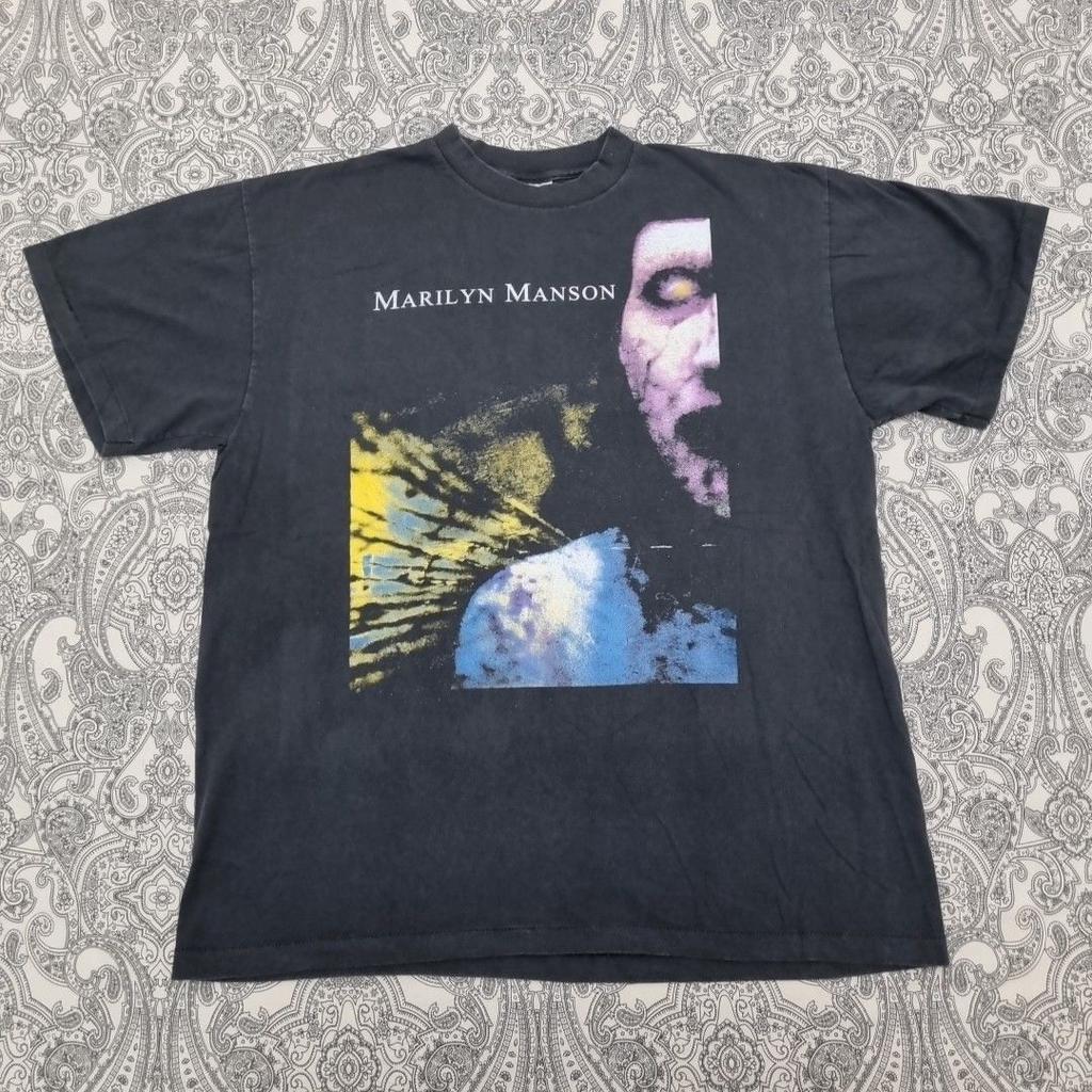 Unisex Shirt Cotton Oversize Large Size Vintage Marilyn Manson Shirt Large Antichrist Superstar Graphic Print Band Tee