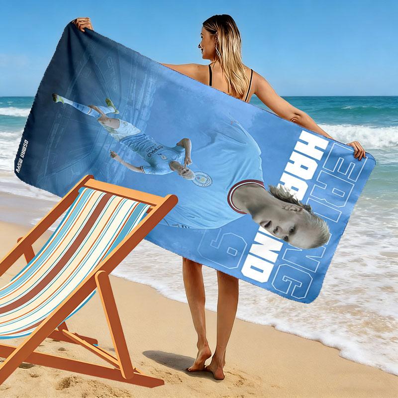 Asciugamano da Spiaggia Stampa Leggendaria Haaland, Asciugamano Grande Morbido Asciugatura Rapida per Spiaggia Campeggio Nuoto