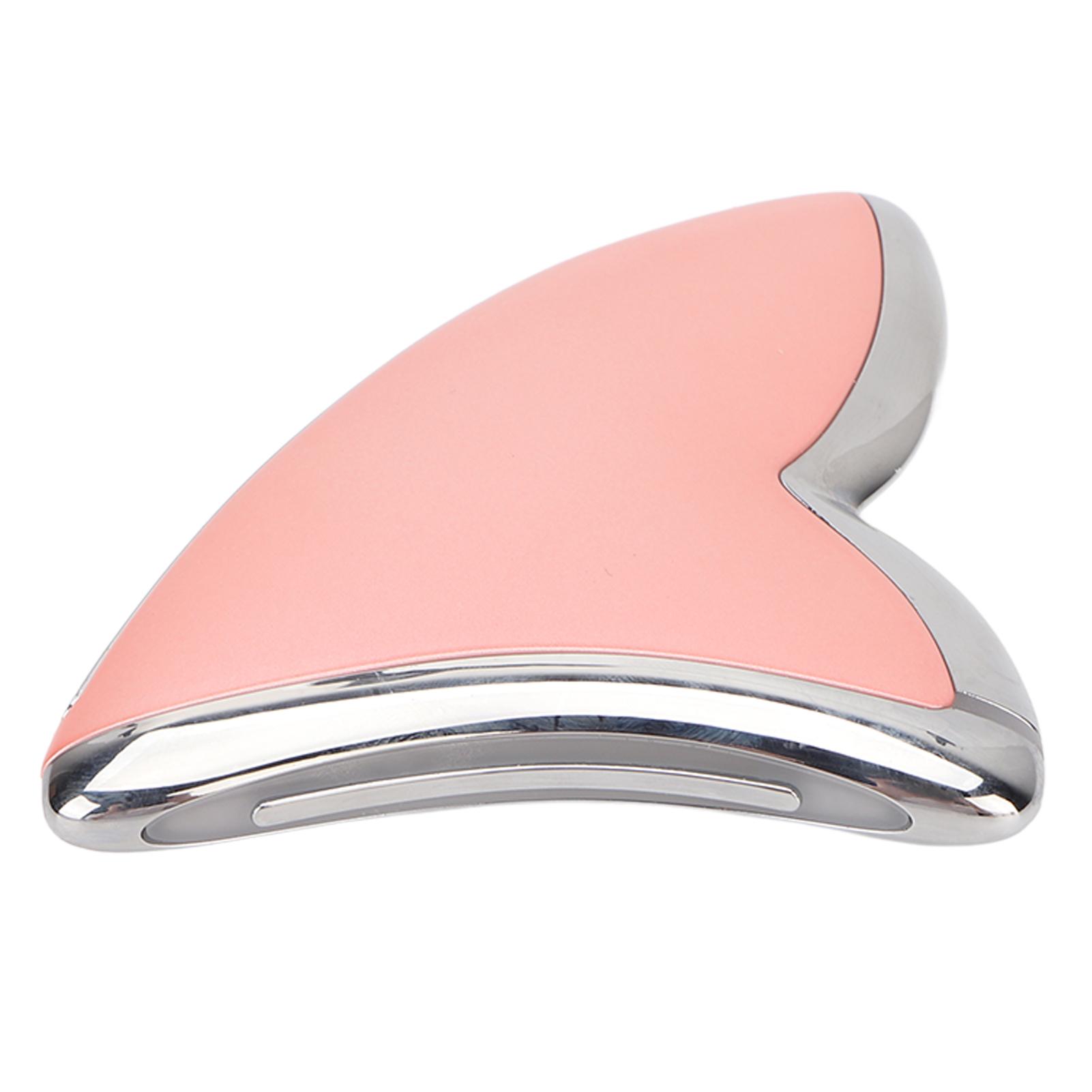 

Лицо Гуаша Скребки Микротоковая Вибрация Нагревание Светодиодный Свет Массажер Инструмент Розовый для Шеи