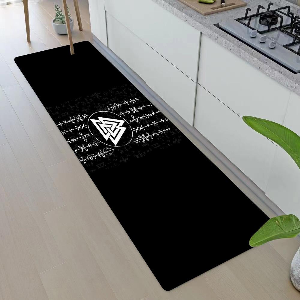 Entrance Front Doormat Symbol Valknut Nordic Valhalla Non-slip Kitchen Living Room Rug Balcony Bathroom Foot Floor Mat Carpet