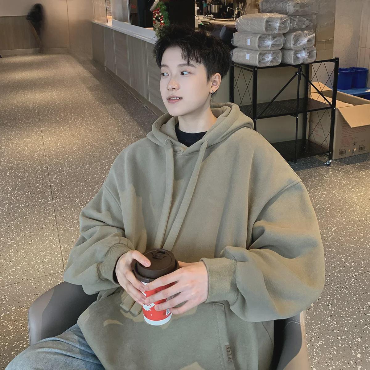 

2023 Мужская модная свободная толстовка с капюшоном в японском стиле, 320 г, на весну и осень XL