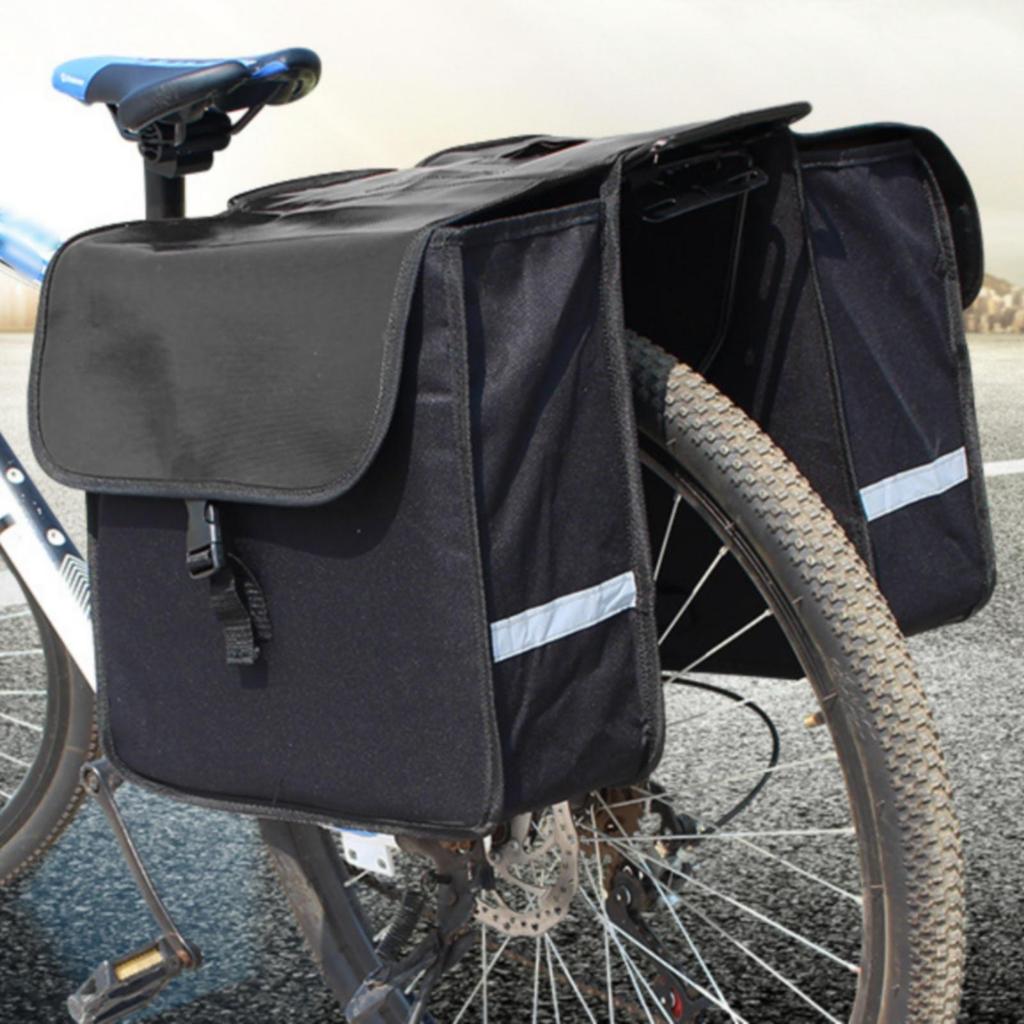 Rear Double Pannier Reinforced Textile Bike Bag StrapFixed