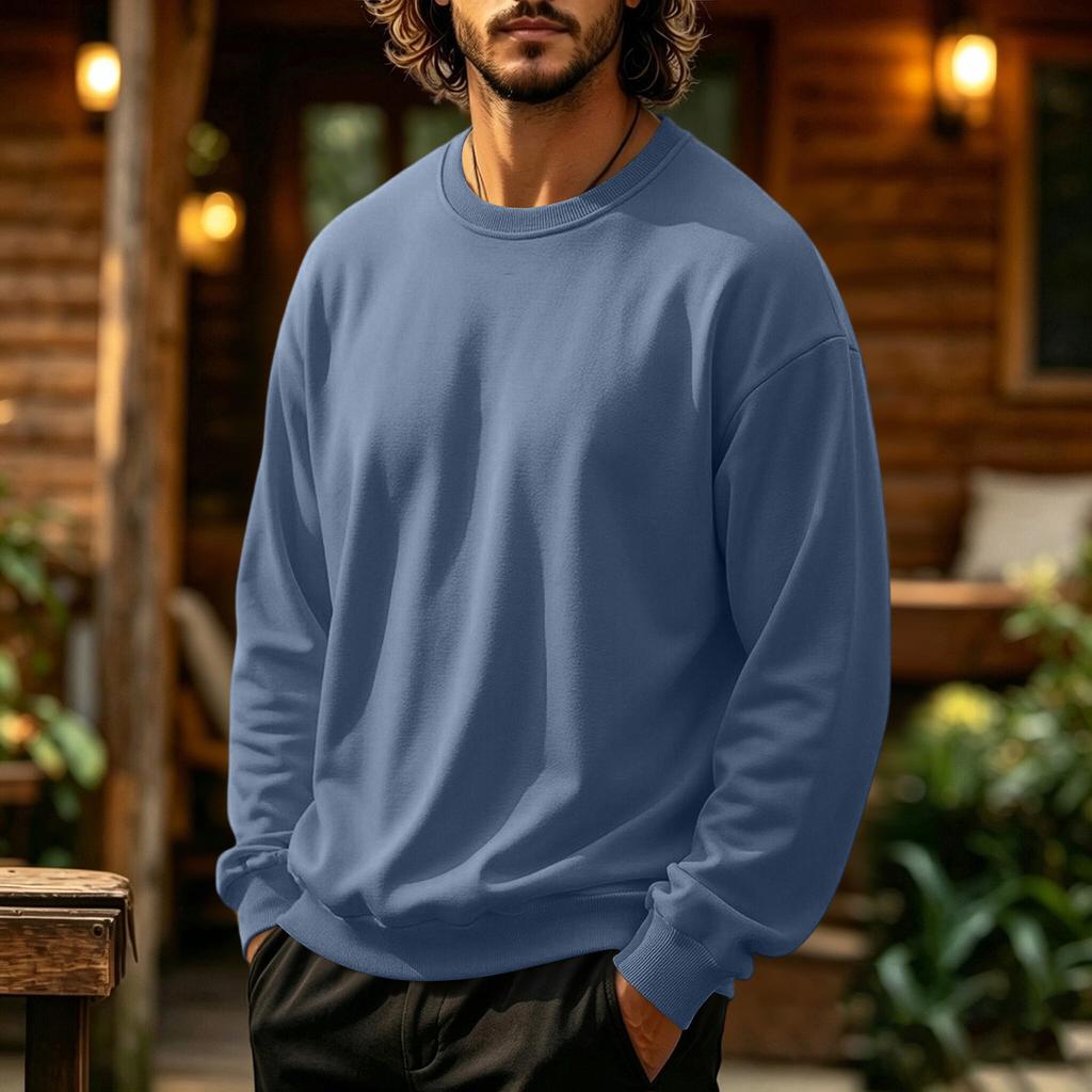 Men's Neck Sweatshirt Color Casual Pullover
