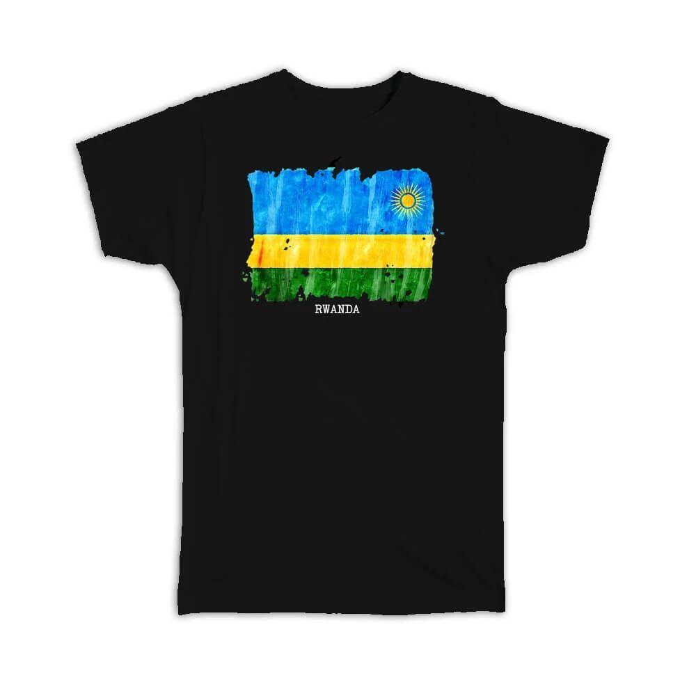 Gift T-Shirt : Rwanda Flag Africa Travel Expat Country Watercolor S