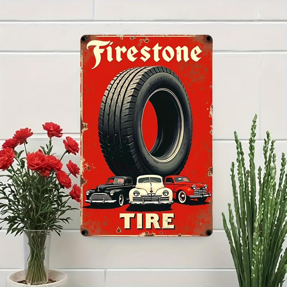 Hisun Tin Sign HD Tin Sign Firestone Tire Vintage Retro Metal Tin Sign for Garage Wall Decor