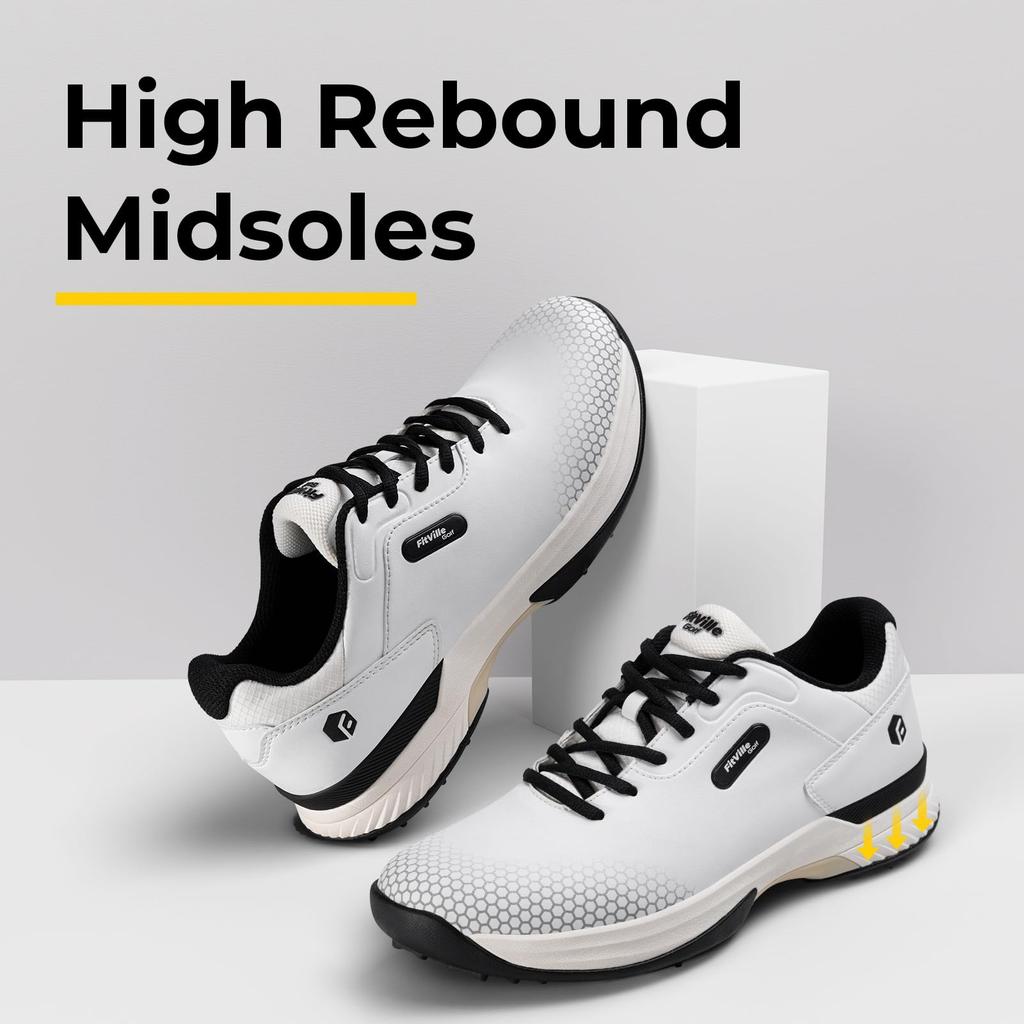 FitVille Men's Wide Golf Shoes, Sizes 2E and 4E, Lightweight Golf Sneakers with Spikes