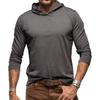 Spring Autumn Loose Casual Solid Color Hooded Tee Male Long Sleeve Pullover Cotton Top Men All-match Tee