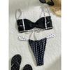 Two Piece Separate Bikinis Set Women's Swimsuit Black Swimwear New Swimming Suit With Pad Push Up Bra Set Thong Bikini Suit