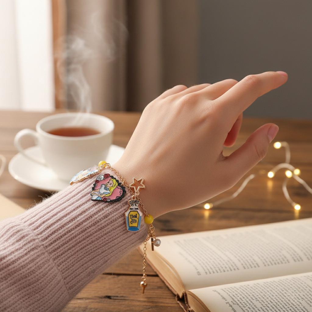 Alice In Wonderland Charm Bracelet With Zinc Alloy Animal Pendants For Women And Men