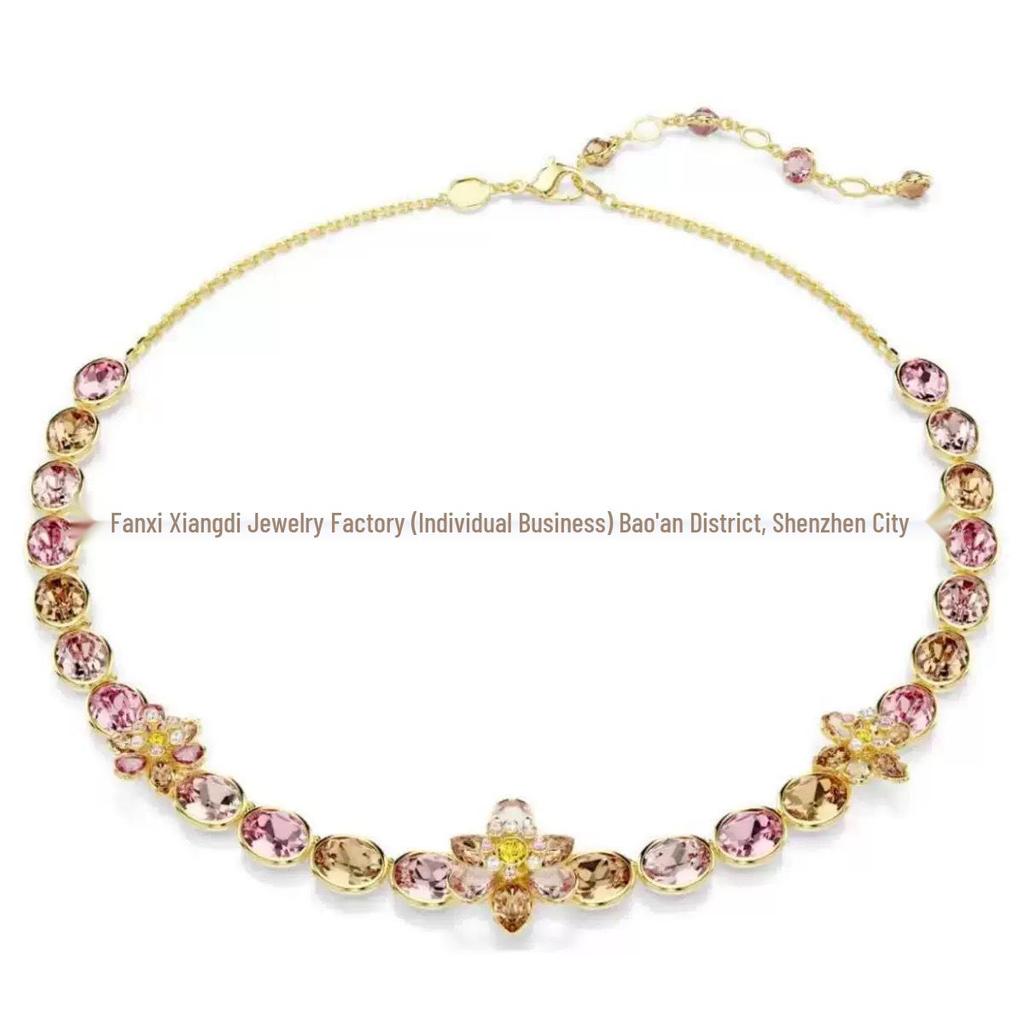 Idyllia Flower Dopamine Jewelry Set: Necklace, Bracelet, Earrings, Ring with Austria Crystals