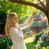 Hanging Bird Feeder and Bath Tray Outdoor Bird Feeding Station Rust-Resistant Durable Garden Water Dispenser for Wild Birds and Backyard Wildlife