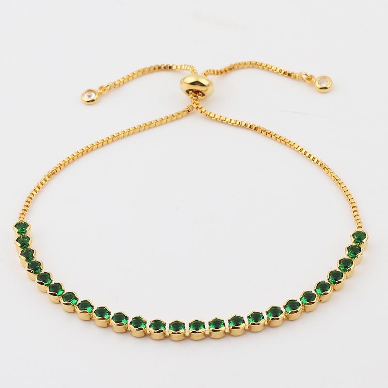 Rainbow Cubic Zirconia Tennis Bracelet Iced Out Chain Bracelets For Women Gold Color Adjustable Bracelet CZ Chain Homme Jewelry