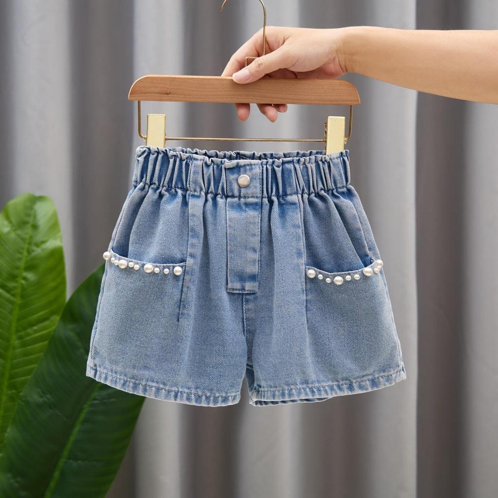 Trendiga sommarjeansshorts för flickor för barn - Moderiktiga ytterkläder för mellanstora och stora barn