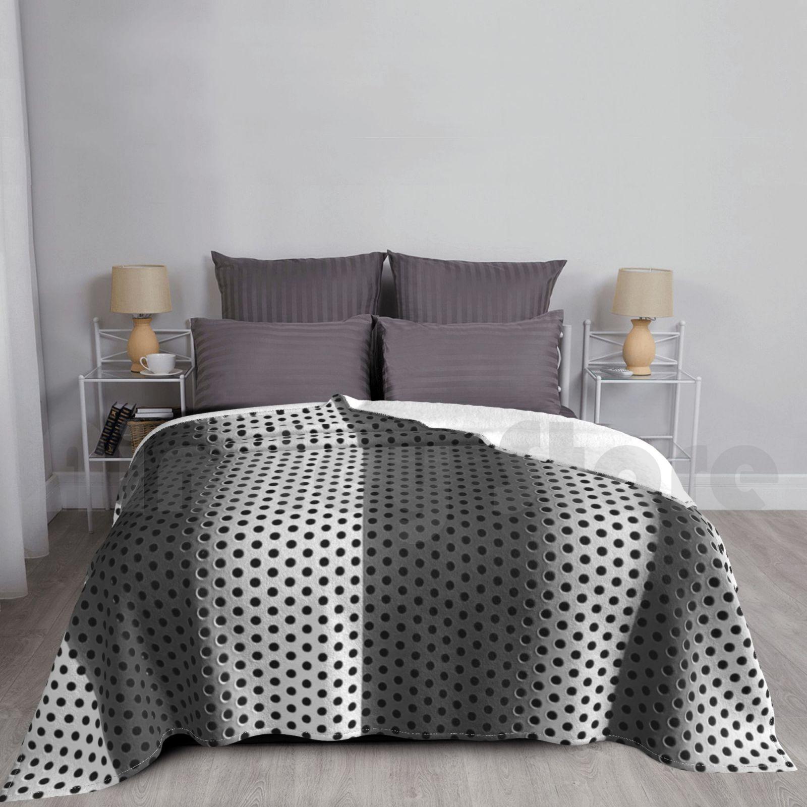 White And Black Polka-Dot Fabric Blanket For Sofa Bed Travel White Black Polka Dot Dots Polka Dot Shadow Size: 75*100cm, Weight: 230 GSM