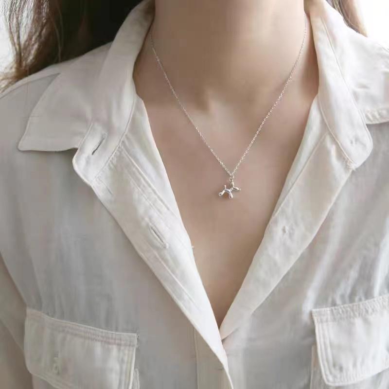 

Ретро-шар собака с покрытием из стерлингового серебра 925 пробы и 14-каратного золота ожерелье женское хип-хоп крутое модное простое ключичное ожерелье 925