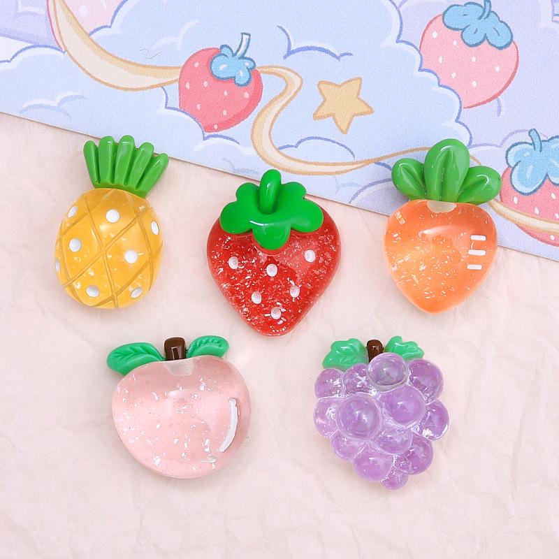 Crystal Grapefruit Cartoon Resin Croc Charms, DIY Jewelry, and Hair Clip Accessories