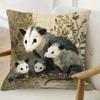 1 Stück Opossum-Liebhaber Wohnzimmer Kissenbezug, Polyester 2D Zweiseitiger Druck, Vintage Opossum-Familienkissen, Perfektes Geschenk Für Wil