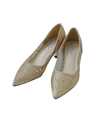 Niana Brautpumps, Partyschuhe, Glitzer, Bestickt, Beinverlängernd, Bequem Gold, Größe 24,5 cm