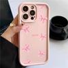 Pink Bow Knot Silicone Phone Case For iPhone 15 14 13 12 11 16 Pro Max 7 8 Plus X XS XR SE 2020 Shockproof Candy Soft Cover