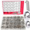 700 PCS Stainless Steel Hexagon Nut and Bolt Combo Set - Round Cup M3, M4, M5, M6 Hex Head - Round Head Bolt - Includes Flat Was