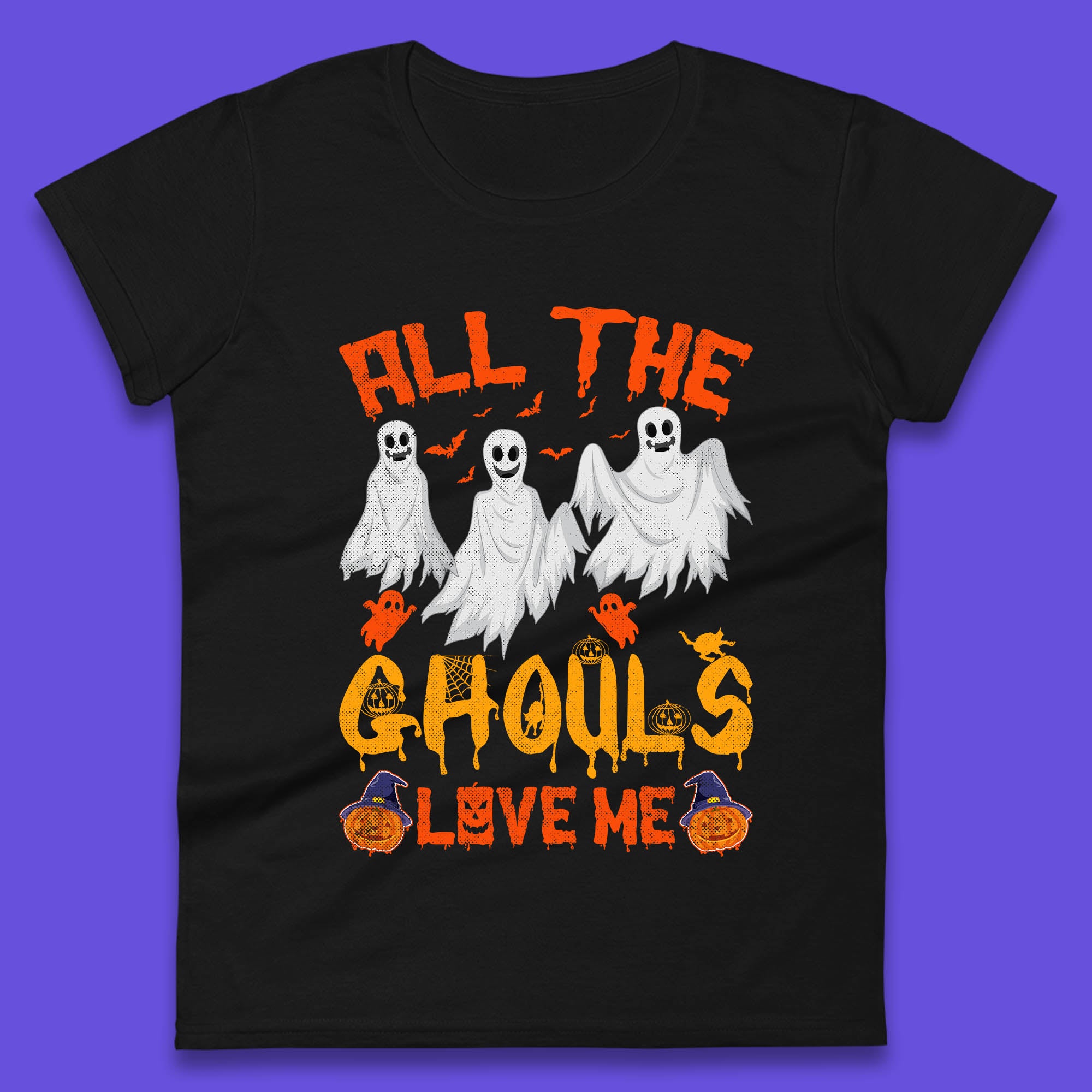 All The Ghouls Love Me Halloween Funny Horror Spooky Boo Ghost Womens Tee T Shirt Mens Tops Unisex Top S