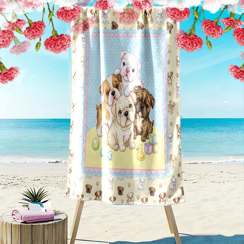 Süßes Tier-Puzzle-Print Strandtuch, Großes Weiches Schnelltrocknendes Handtuch für Strand Camping Schwimmen