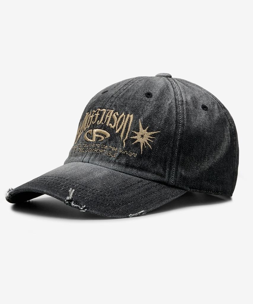 DOFFJASON Vintage Washed Denim Ball Cap Black