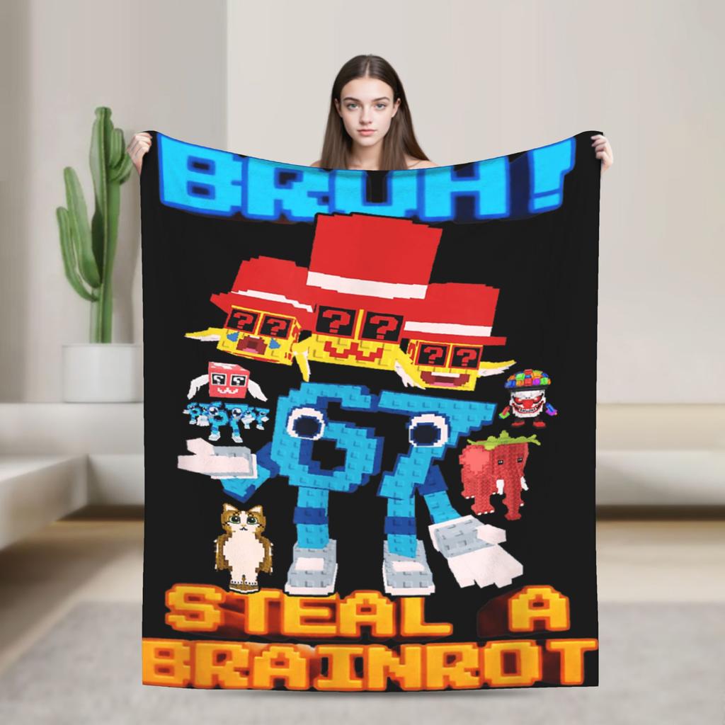 Popular 67 Brainrot Italian Meme Funny Blanket Warm Soft Flannel Throw For Sofa Office Travel Men Women Multi Sizes