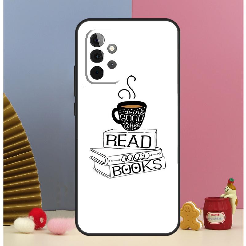 Books And Coffee Case For Samsung Galaxy A52 A72 A13 A33 A53 A14 A24 A34 A54 A15 A25 A51 A71 A12 A32 Cover