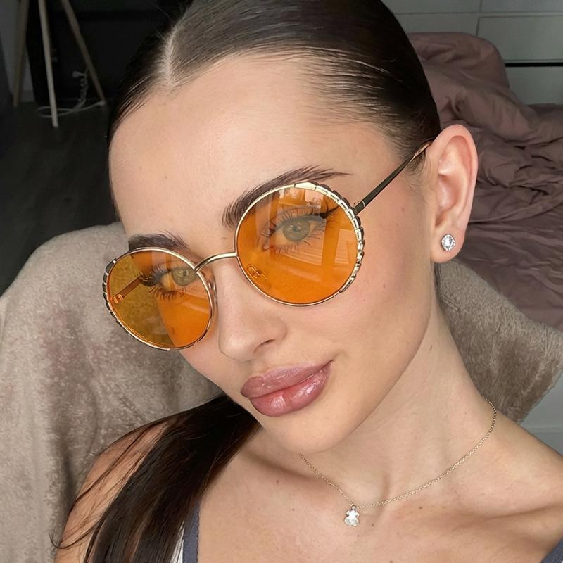 Attractive Glasses Women's Round Shape Sunglasses For European American Stylish Sun Glasses For Holiday Travelling Men Sun Glass