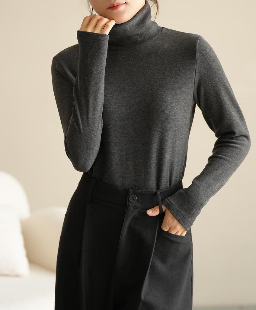 Women's Warm Long Sleeve Semi-High Collar Shirt - Autumn/Winter Style, Class A, 300g