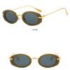 Ladies Sunglasses, Small Frame Oval Retro Too Catwalk Metal Glasses, Personalized Decorative Beach Travel Photo Sunglasses