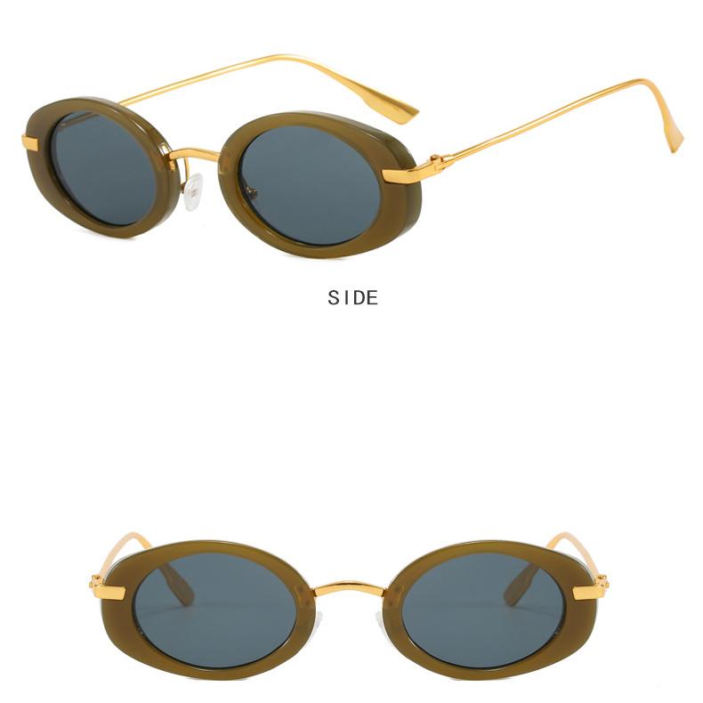 Ladies Sunglasses, Small Frame Oval Retro Too Catwalk Metal Glasses, Personalized Decorative Beach Travel Photo Sunglasses