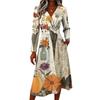 Women's Halloween Print Long Sleeve V-Neck Dress with Pockets for Casual Stylish Wear