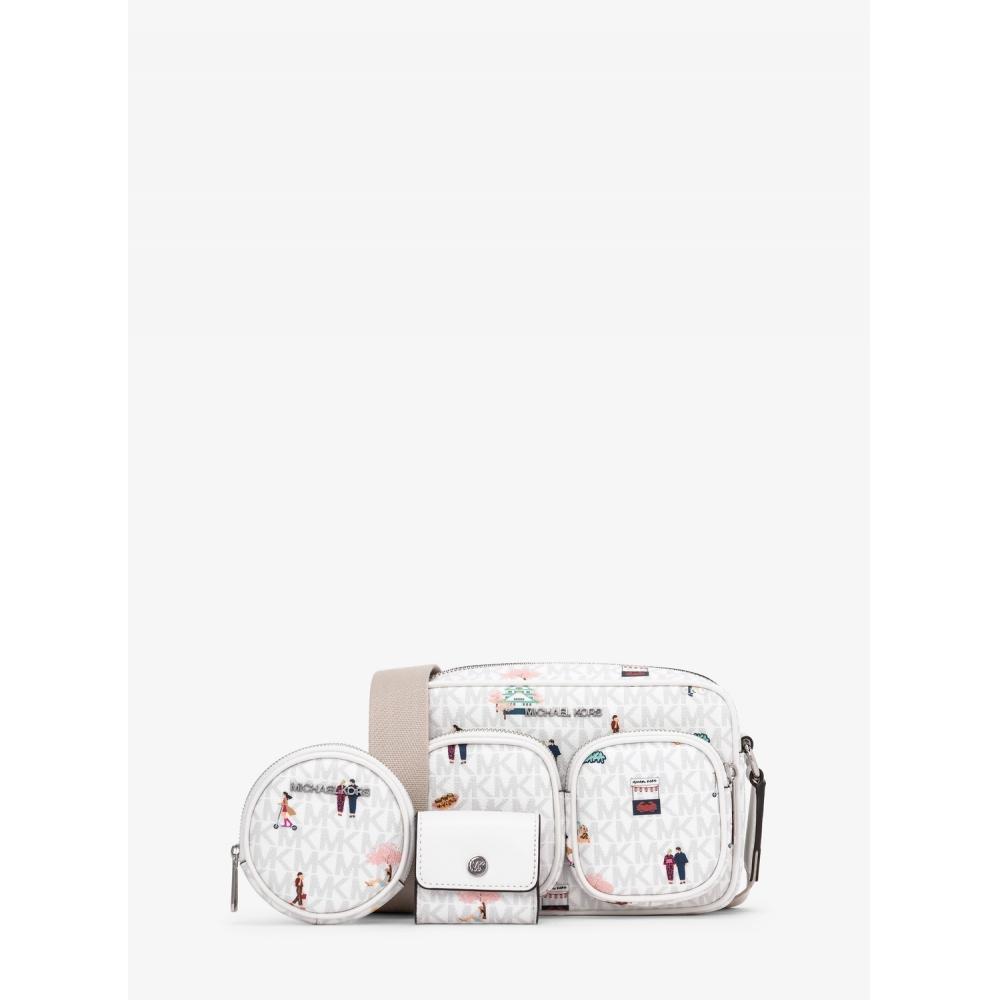 

Michael Kors [japan Limited] Osaka Jet Set Item Crossbody With Tech Attach Small Mk Signature 35s5sttc2n1999 Optical White F