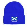 Flag of Scotland Print Knitted Cap Beanie, Patriotic Woman Cap Stretchy Autumn Unisex Pompom Beanies Knit Cap Beanie