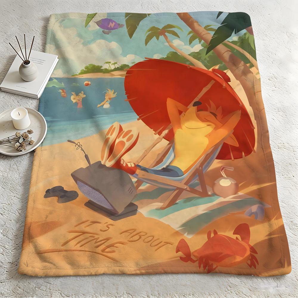 game C-Crash Bandicoot-T Throw Warm Soft Flannel Blanket, Multi-use for Sofa Bed Camping Travel Nap