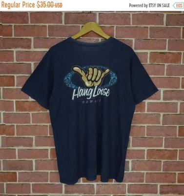 Vintage Hang Loose Hawaii Hand Backprint T-shirt Large Size
