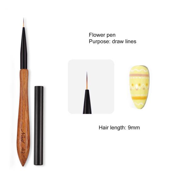 Sandalwood Nail Classic Brush Handle Japanese-style Ergonomic Art Design Eco-friendly Nail Art Brush