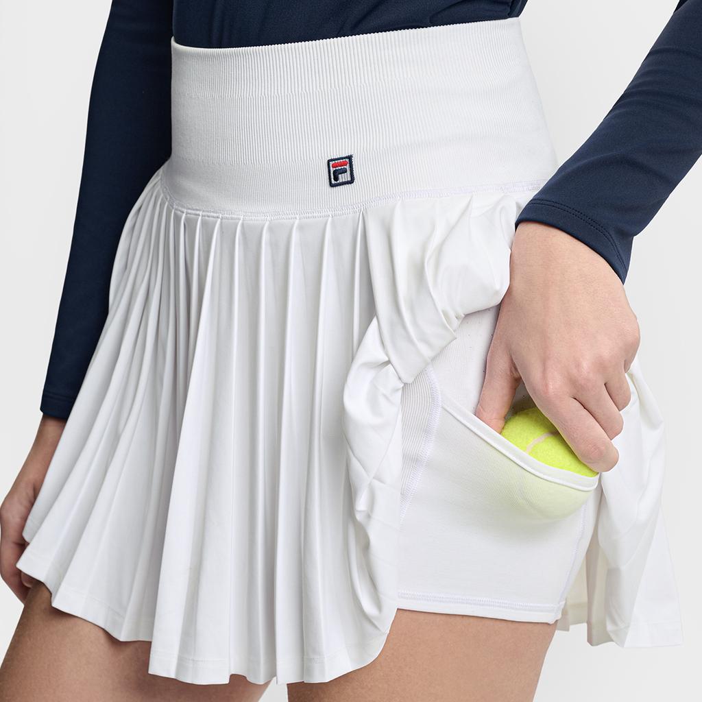 Fila Tennis Fashion Minimalist Classic Sports Training Versatile Comfortable Pleated Tennis Skirt Women skirts Jade-White A11W613302FWT