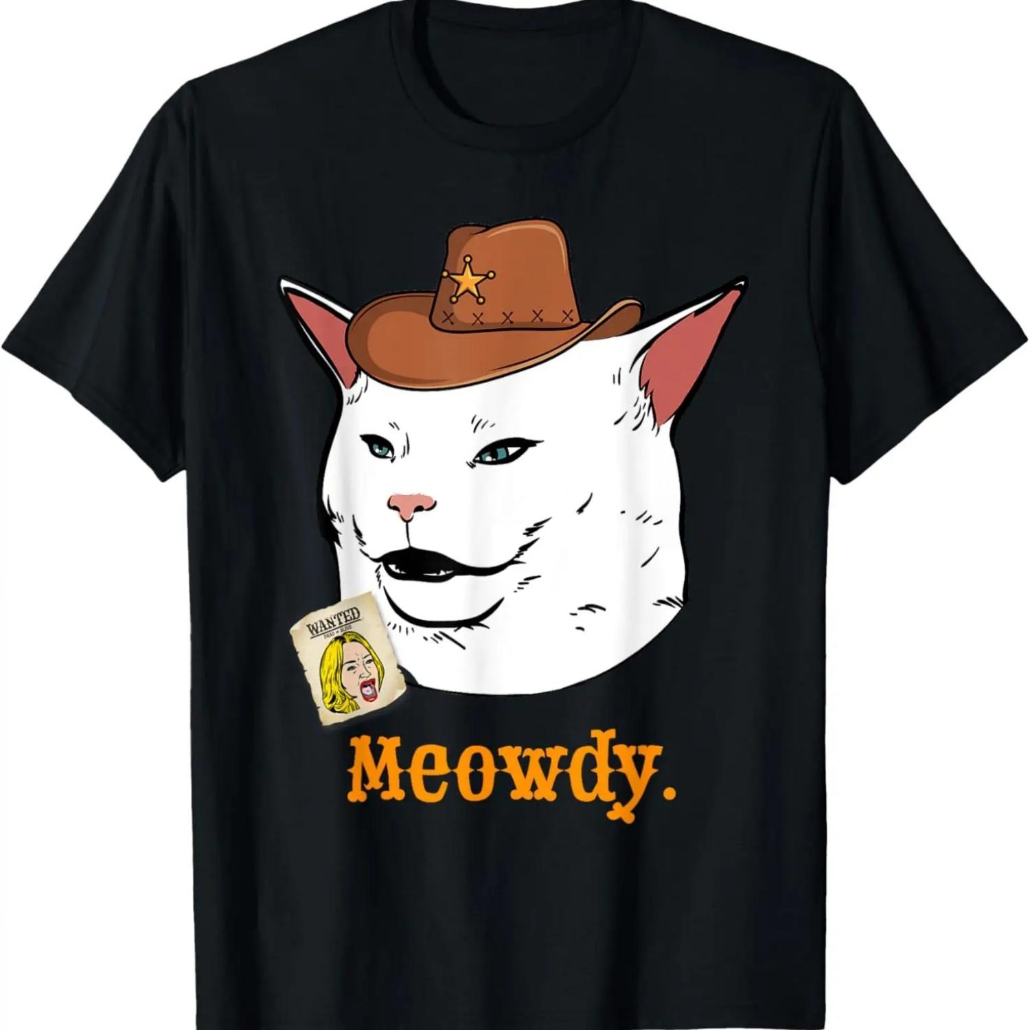 

Meowdy Texas Salad Cat Meme Funny Internet Yelling Confused T-Shirt XXXXXL чорний