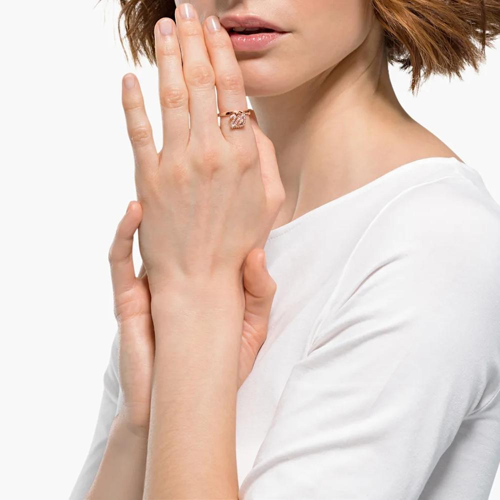 Swarovski Artificial Crystal Rings Women's Rose Gold tone Plated 5569923+5549307+5569924