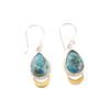Blue Copper Turquoise Gemstone 925 Stamped Silver Handmade Jewelry Hook Earrings EE-162-42