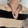 Niche design kralen liefdesketting, donkere vlinder, zoete, koele wind, lichte luxe verstelbare sleutelbeenketting