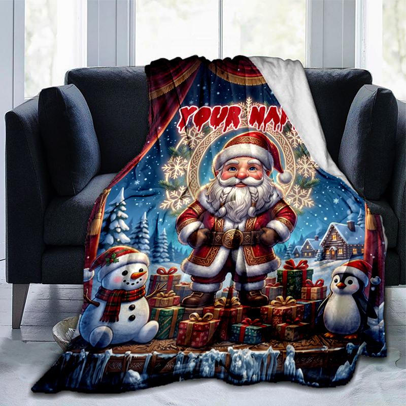 1PC Custom Name Christmas Magic Scene Blanket Versatile,all-season Throw Suitable for the Living Room,bedroom,camping,travel,and Gift