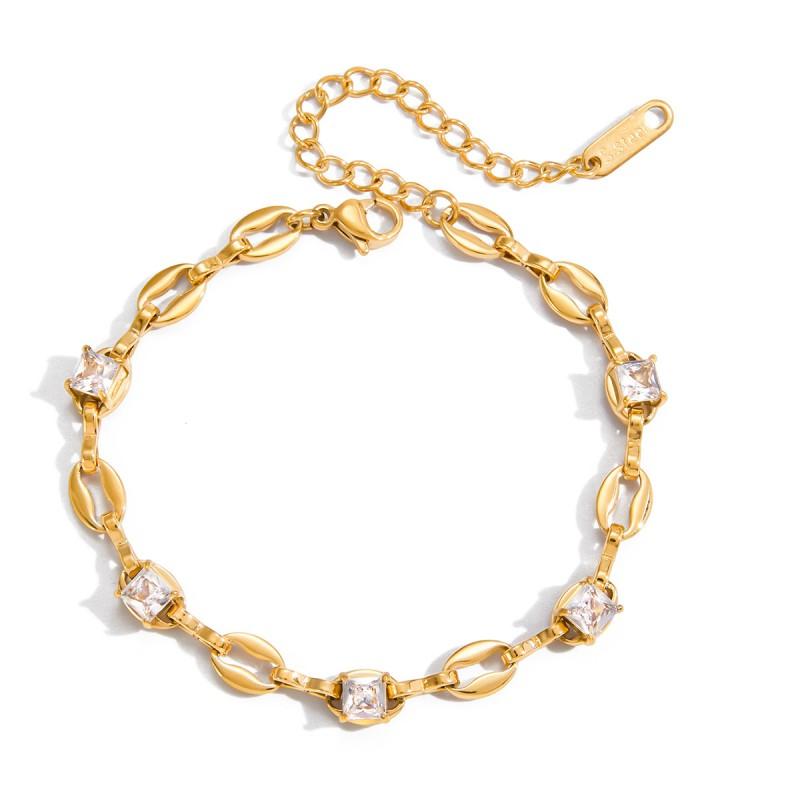 Titanium Steel Bracelet Women Non-Fading Zirconia Rhinestone Stainless Jewelry Fashion Commute Style