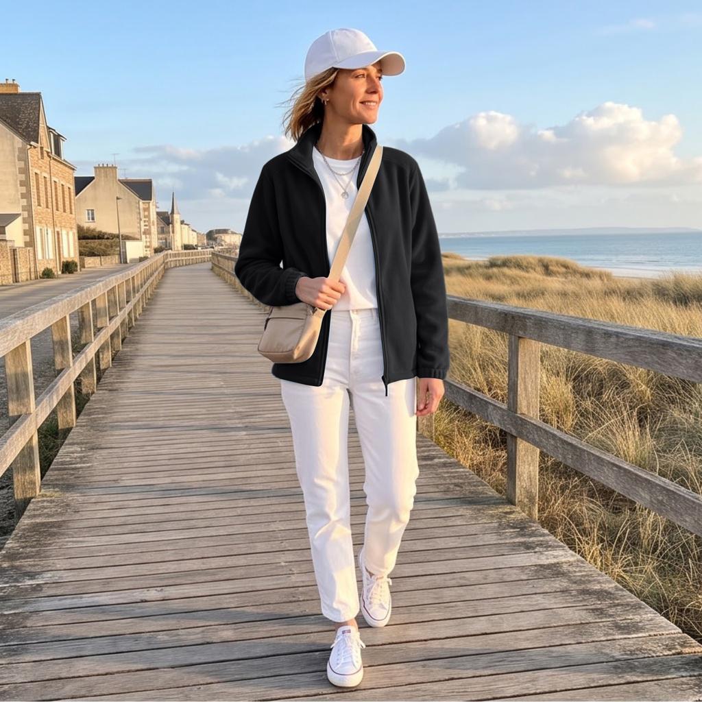 Women's Long Sleeve Jacket with Pockets and Zipper