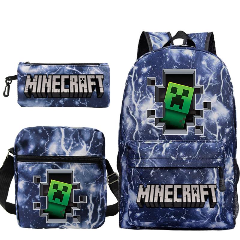 Game Minecraft Printed Children'S School Bag Oblique Span Bag Stationery Pencil Bag Student Backpack Set